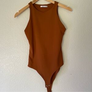 REORIA Sleeveless Racer Back Halter Neck Bodysuit